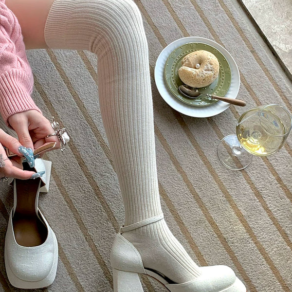 Fashion niche women's wool socks women's medium tube Japanese thickened long tube stacking socks autumn and winter cashmere socks