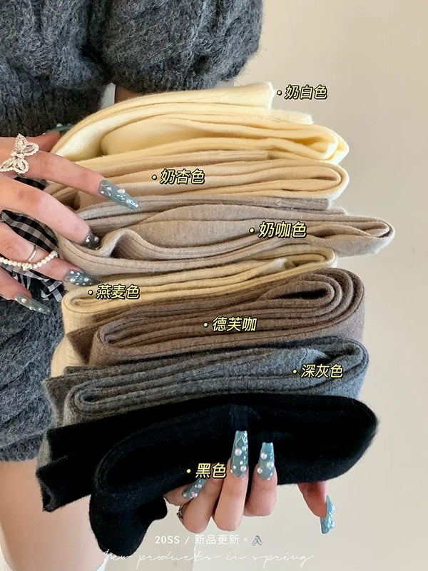 Fashion niche women's wool socks women's medium tube Japanese thickened long tube stacking socks autumn and winter cashmere socks