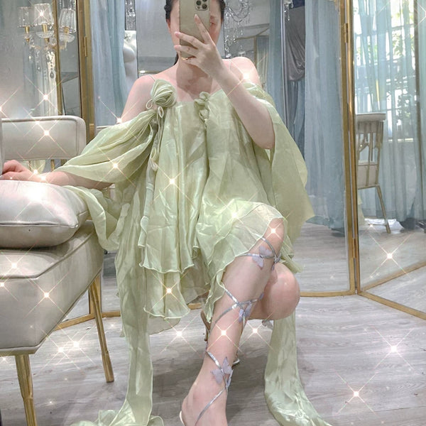 Handmade custom blue moon stone | three-dimensional butterfly strap silver silk open-toed stiletto fairy temperament high heels sandals