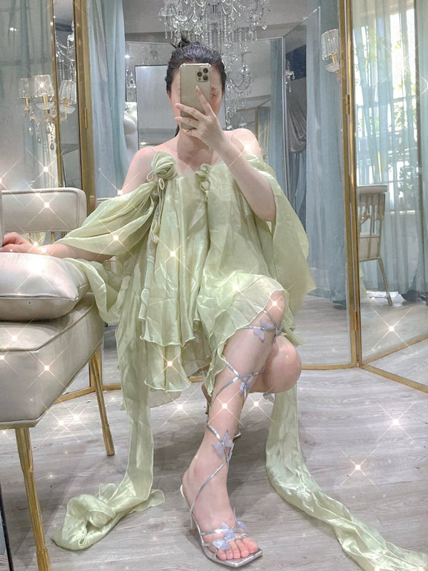 Handmade custom blue moon stone | three-dimensional butterfly strap silver silk open-toed stiletto fairy temperament high heels sandals