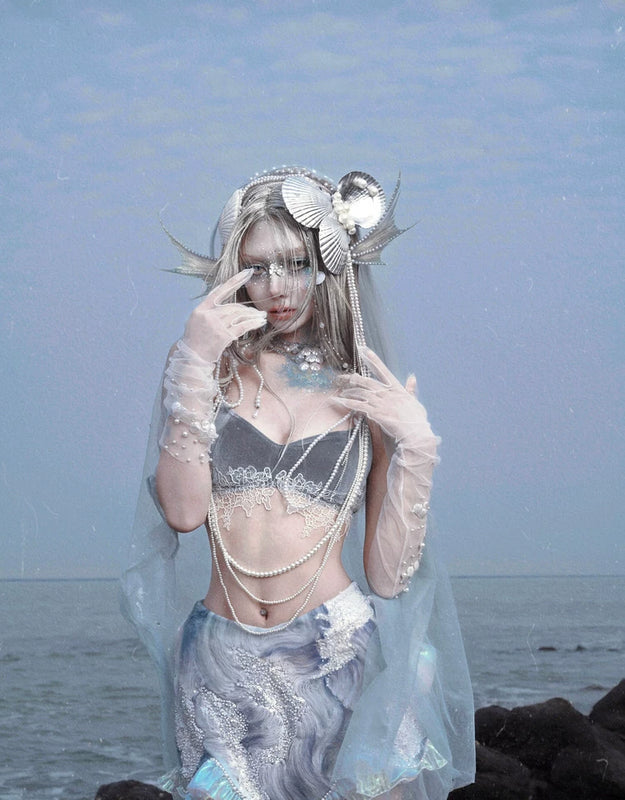 Siren's Call Mermaid Dress Island Vacation Bead Trailing Skirt Christmas