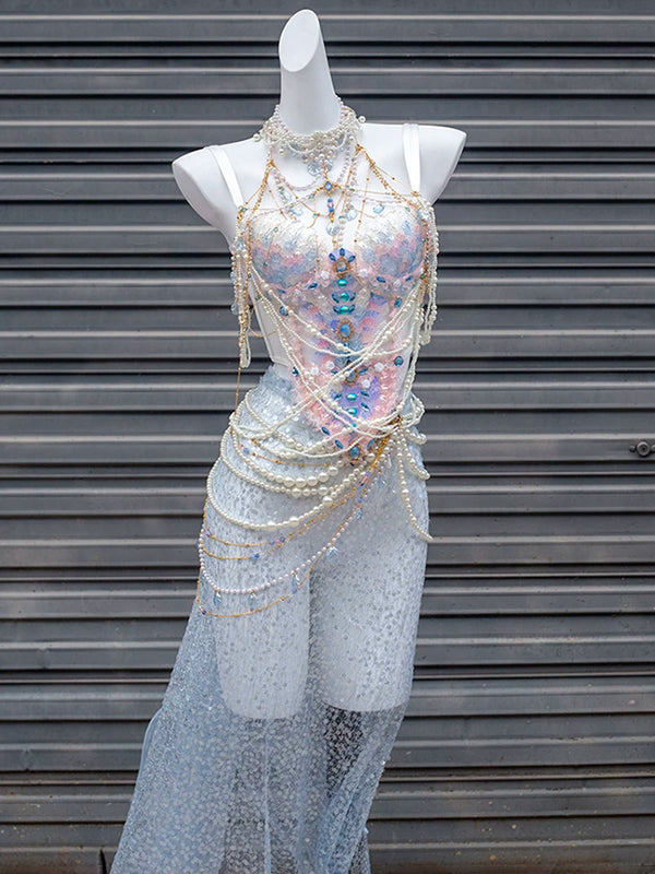 Blue and pink heavy industry mermaid princess scale bra xishuangbanna travel photography photo costume halloween clothes