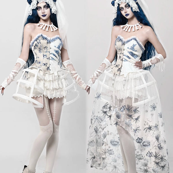 Corset ribbed bustier slip dress - autumn/winter christmas court style vest