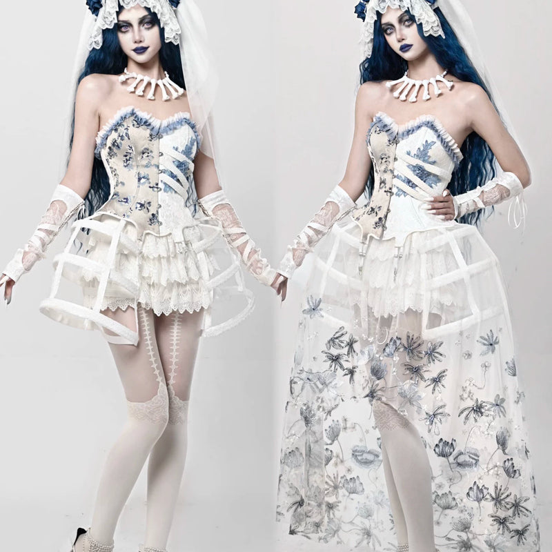 Corset ribbed bustier slip dress - autumn/winter christmas court style vest