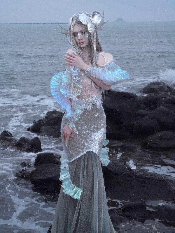 Mermaid Seaside Vacation Heavy Industry Sequins Polarized Fishtail Dress Christmas Dress Birthday Party Dress