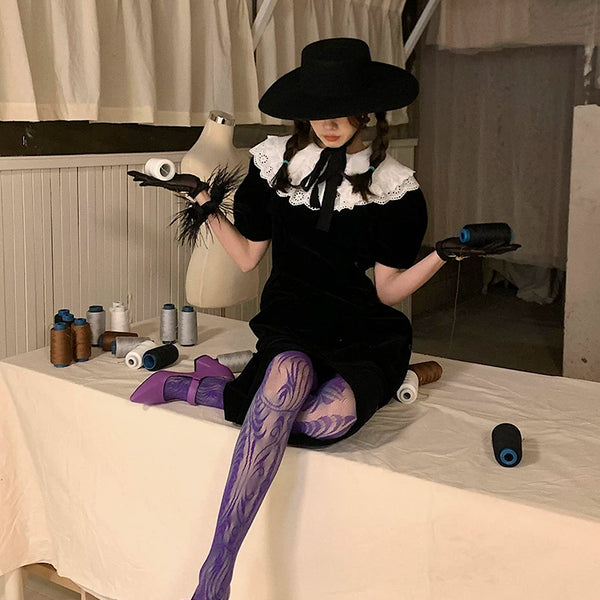 Fashion Custom Edition Hollow Geometric Lace Spider Web Textured Socks Silk Spice Girls Millennium Niche One-Piece Socks