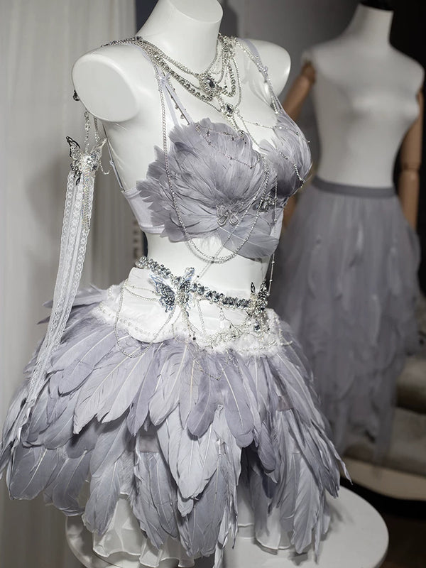 Electronic music festival european and american dj nightclub bar disco performance ds performance angel photo feather suit