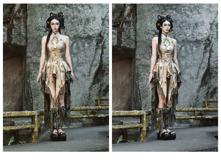 New chinese style tassel jacquard tassel scale pattern waist girdle christmas