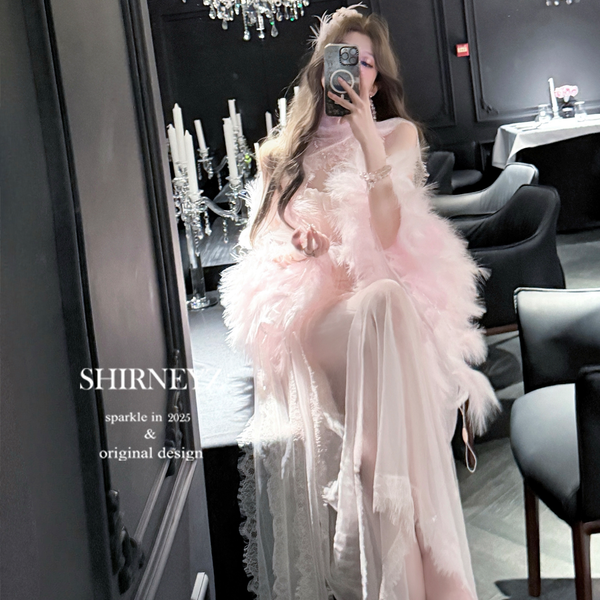 Pink atmosphere classyslimming looktube topdress goddess style long skirt