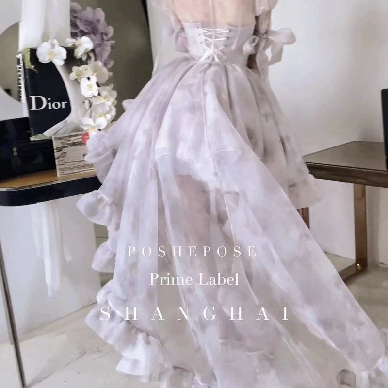 High-end custom-made iris heart thoughts·her lifelong dream jade smoky purple birthday dress