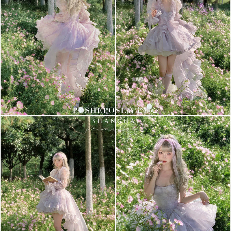 High-end custom-made iris heart thoughts·her lifelong dream jade smoky purple birthday dress