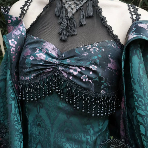 Sexy modified dress heavy industry cheongsam mesh slit dress christmas dress cos clothing