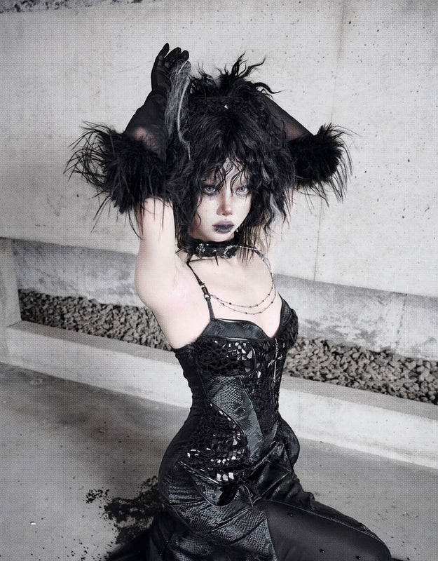 Original ◆ Snake eyes shadow snake pattern stretch gothic suspender dress dress mermaid dress christmas halloween dress