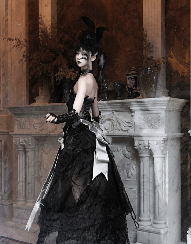 Cupid's box: rococo corset dress with fishbone bust – slim-fit halloween long dress