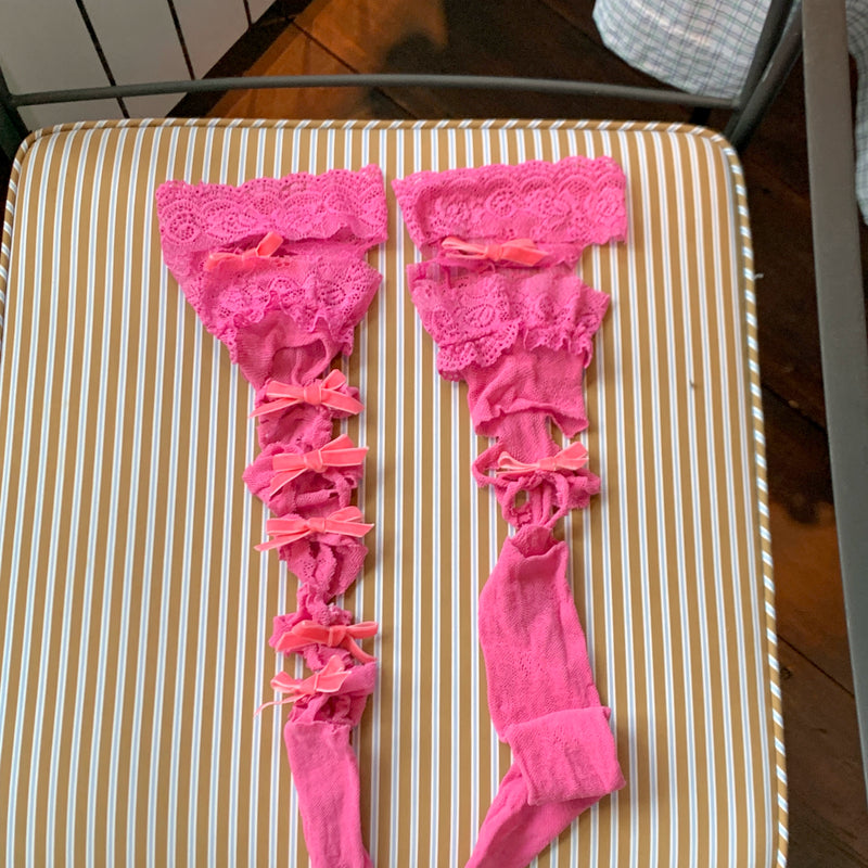 Fashion niche design personality tear catwalk over knee stockings nightclub hottie Lolita high stockings