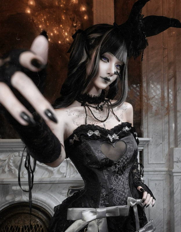 Cupid's box: rococo corset dress with fishbone bust – slim-fit halloween long dress