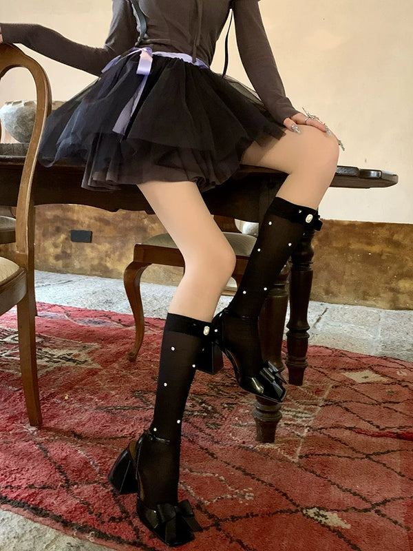 Fashion niche classic versatile girl bow tube socks jennie dragon heart same stacking socks women