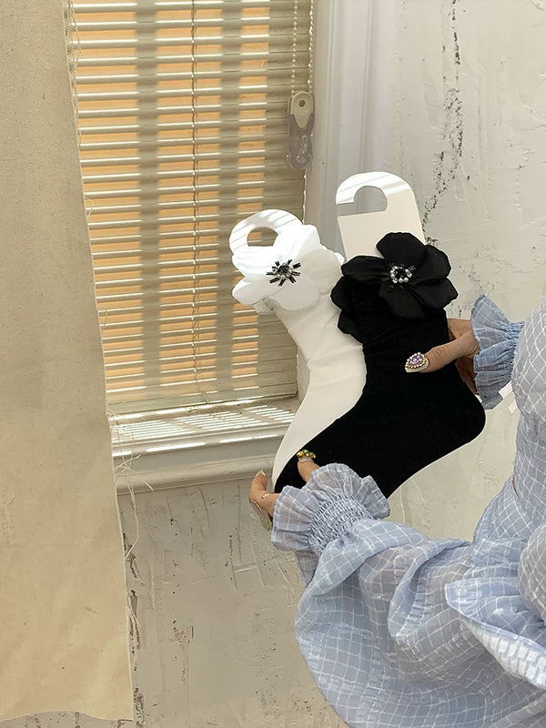 Fashion niche, hand-sewn pearl flower heavy industry short socks pearlescent glass socks thin pure desire wind white socks