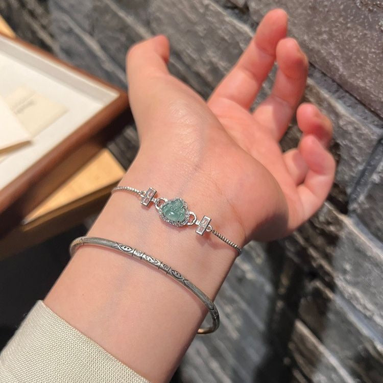 New Chinese style small wealth blue water Buddha public bracelet women's vintage new Chinese niche design high-end jewelry