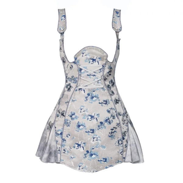 Gothic Jacquard Short Strap Slim Suspender Dress Christmas