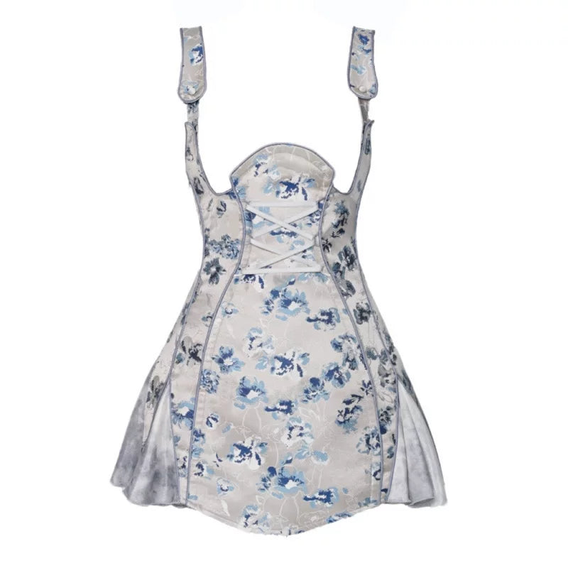 Gothic Jacquard Short Strap Slim Suspender Dress Christmas