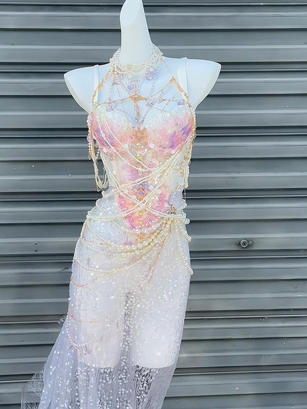 Pink and purple handmade mermaid princess scale bra water performance photography photo halloween cos costume