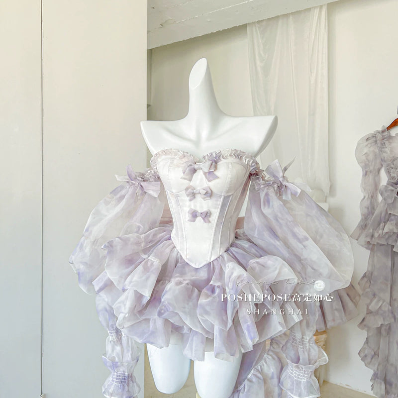High-end custom-made iris heart thoughts·her lifelong dream jade smoky purple birthday dress