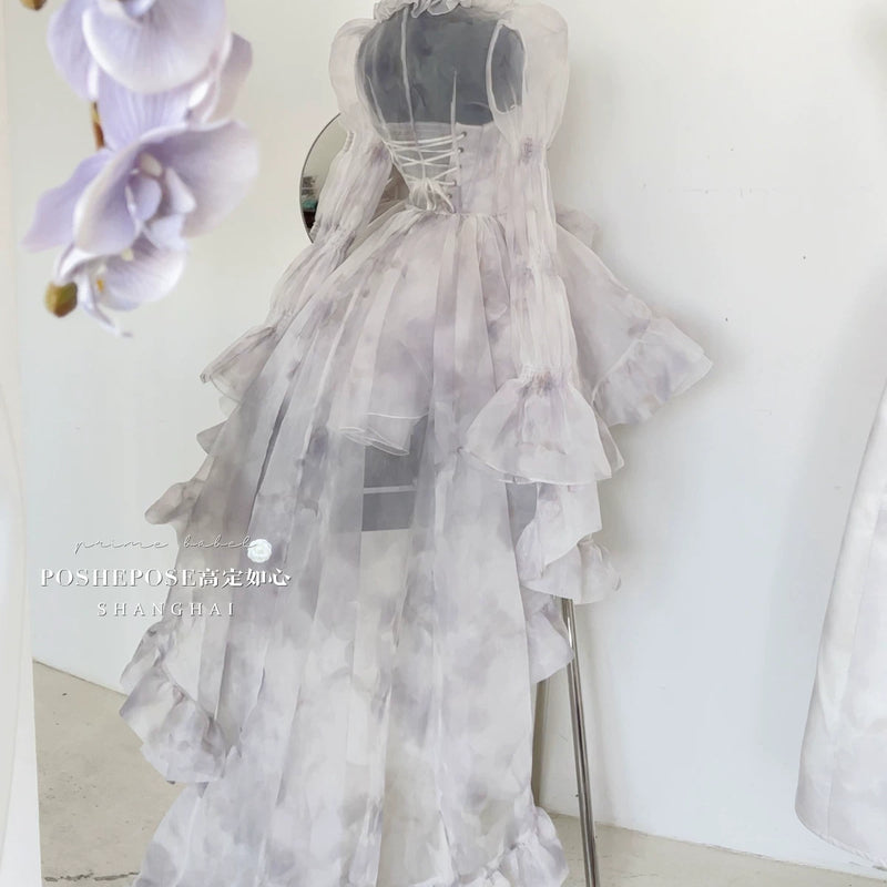 High-end custom-made iris heart thoughts·her lifelong dream jade smoky purple birthday dress