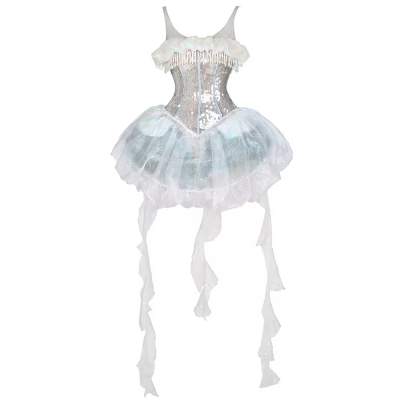 Heavy Industry Sequins Polarized Fishbone Jellyfish Holiday Dress Christmas