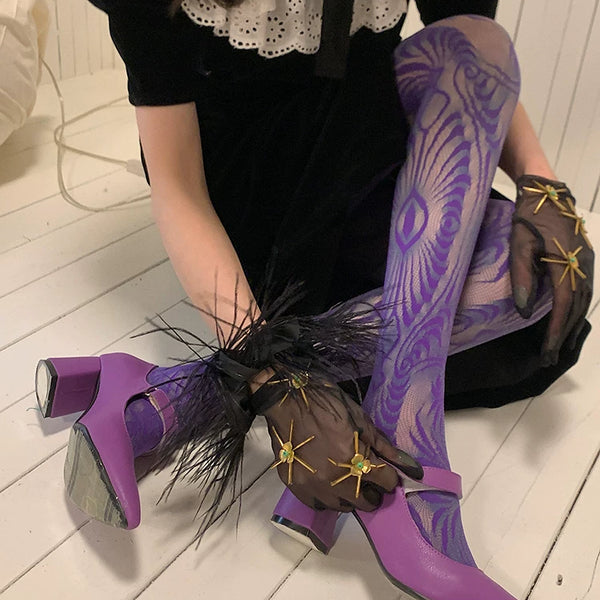 Fashion Custom Edition Hollow Geometric Lace Spider Web Textured Socks Silk Spice Girls Millennium Niche One-Piece Socks