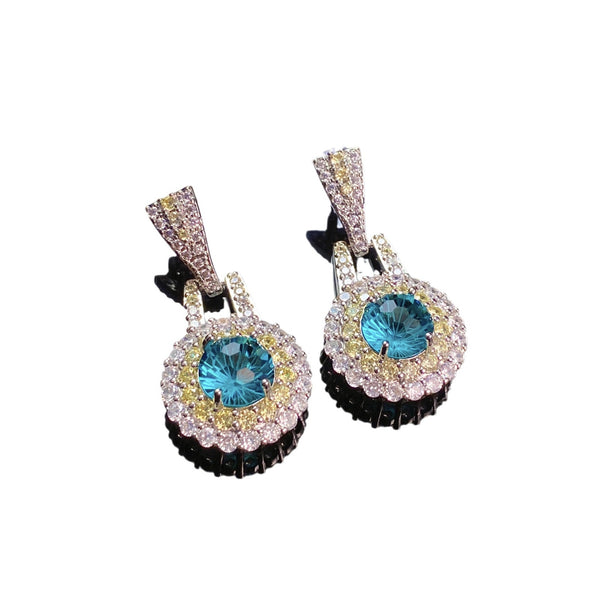 New Luxury Full Diamond Set Topaz Fireworks Cutting Necklace Colorful Treasure