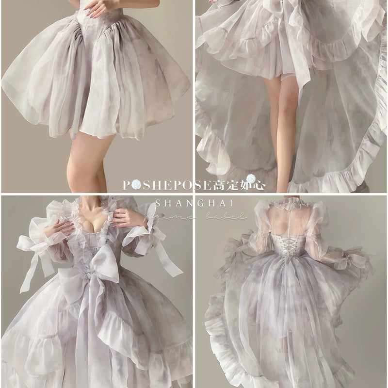 High-end custom-made iris heart thoughts·her lifelong dream jade smoky purple birthday dress