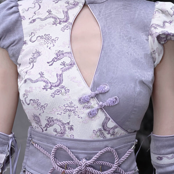 Dragon pattern jacquard chinese style atmosphere cheongsam jumpsuit christmas halloween outfit