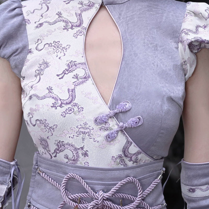 Dragon pattern jacquard chinese style atmosphere cheongsam jumpsuit christmas halloween outfit