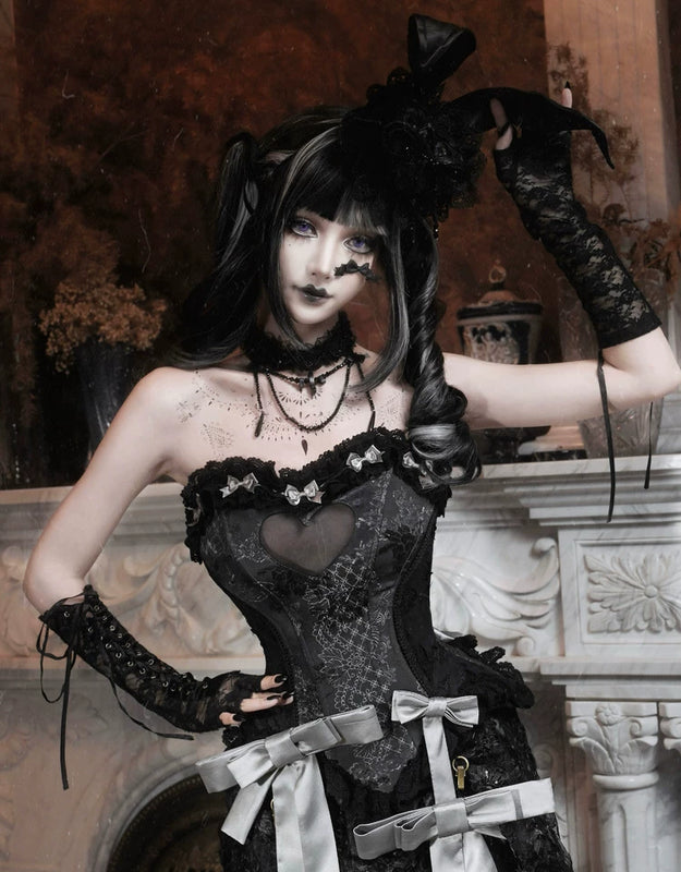 Cupid's box: rococo corset dress with fishbone bust – slim-fit halloween long dress