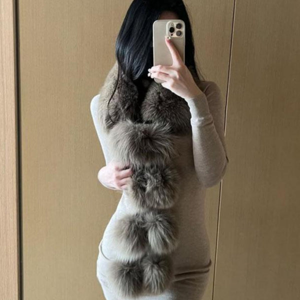 Pure desire Mao Mao warm scarf fur scarf French noble temperament thickened neck protection fur collar large scarf thousand gold wind