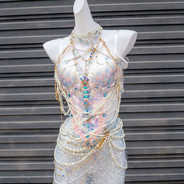 Blue and pink heavy industry mermaid princess scale bra xishuangbanna travel photography photo costume halloween clothes