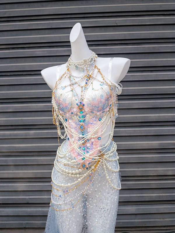 Blue and pink heavy industry mermaid princess scale bra xishuangbanna travel photography photo costume halloween clothes