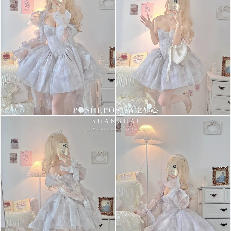 High-end custom-made iris heart thoughts·her lifelong dream jade smoky purple birthday dress