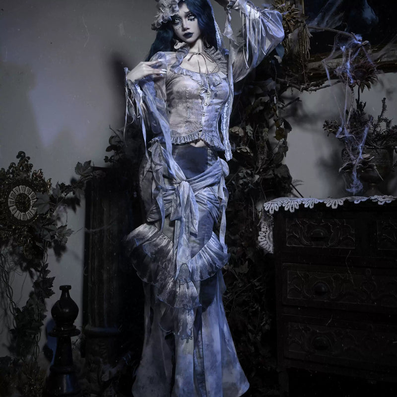 Gothic tie-dye slim-fit fishtail sexy chiffon midi skirt - christmas edition