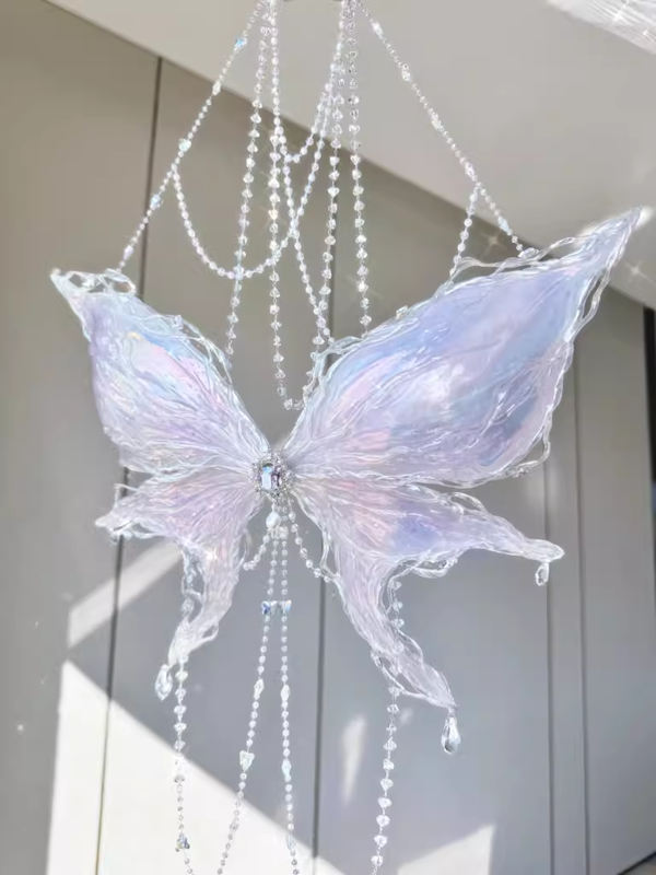 Original design crystal butterfly bustier - light purple ethereal dream handmade butterfly corset top