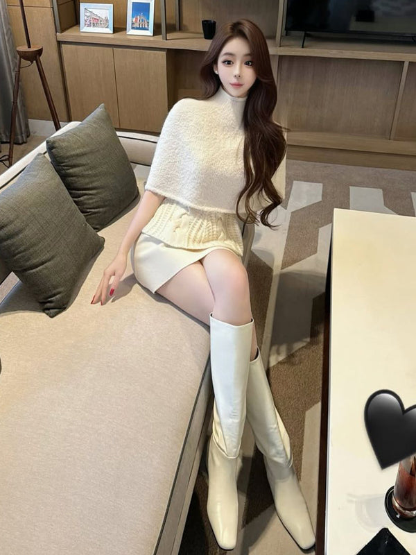 Pure desire sexy babes knitted cape shawl autumn and winter chic slim slim sweater jacket top niche design