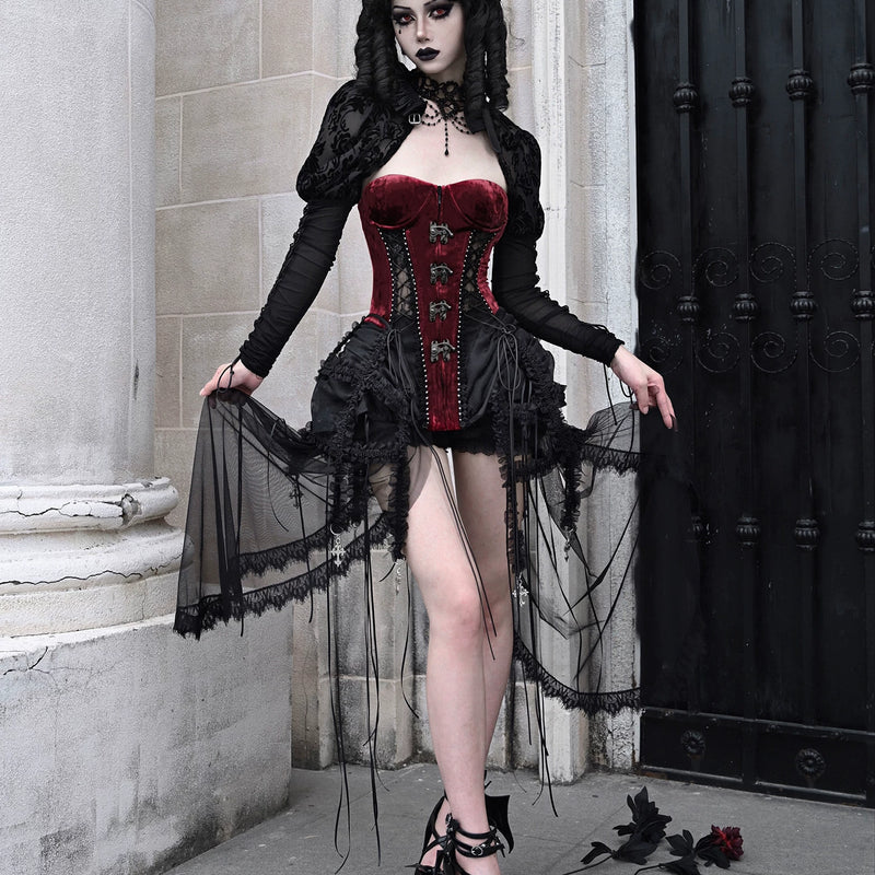 Original ◆ Hell goth heavy industry fishbone strap birdcage corset halloween