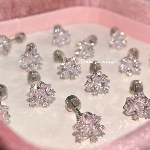 Starry Sky~Bling Stereoscopic Star Bundle Micro inlaid Exquisite Zircon Ear Bone Cochlear Nail Female