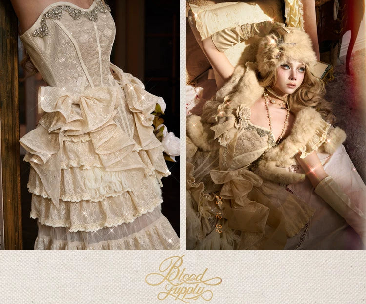 Flash Diamond Fishbone Dinner Dress Corset Dress Christmas Winter