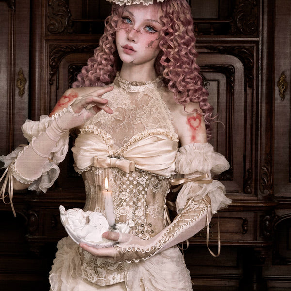 Vintage herringbone corset top - slim fit waist cincher for christmas & halloween outfits