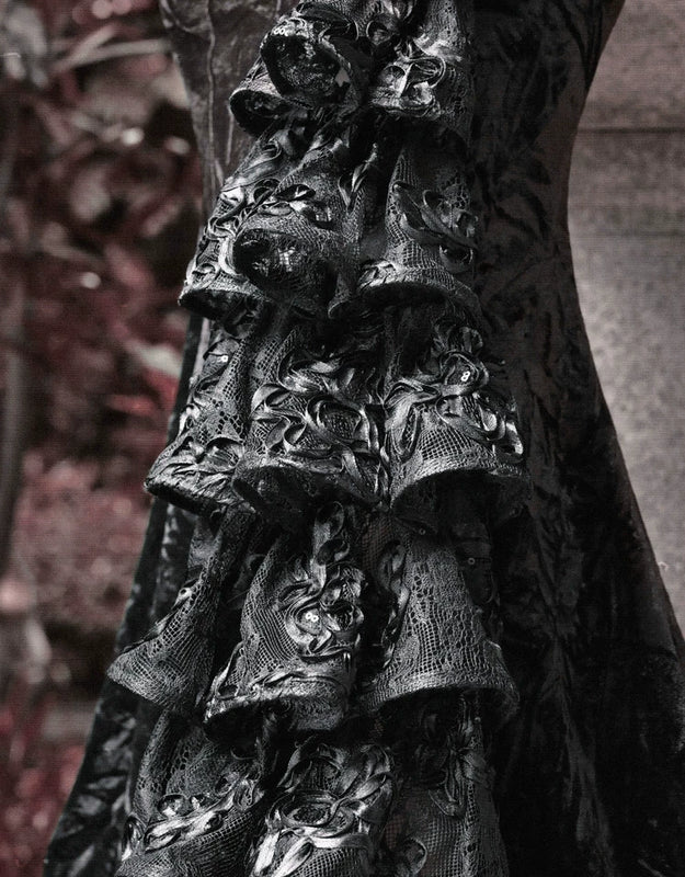 Gothic velvet bandeau dress mermaid skirt halloween retro maxi dress