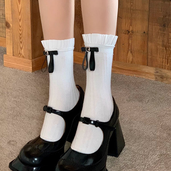 Fashion niche bow tube socks stacking socks versatile socks ballet girl jennier same style