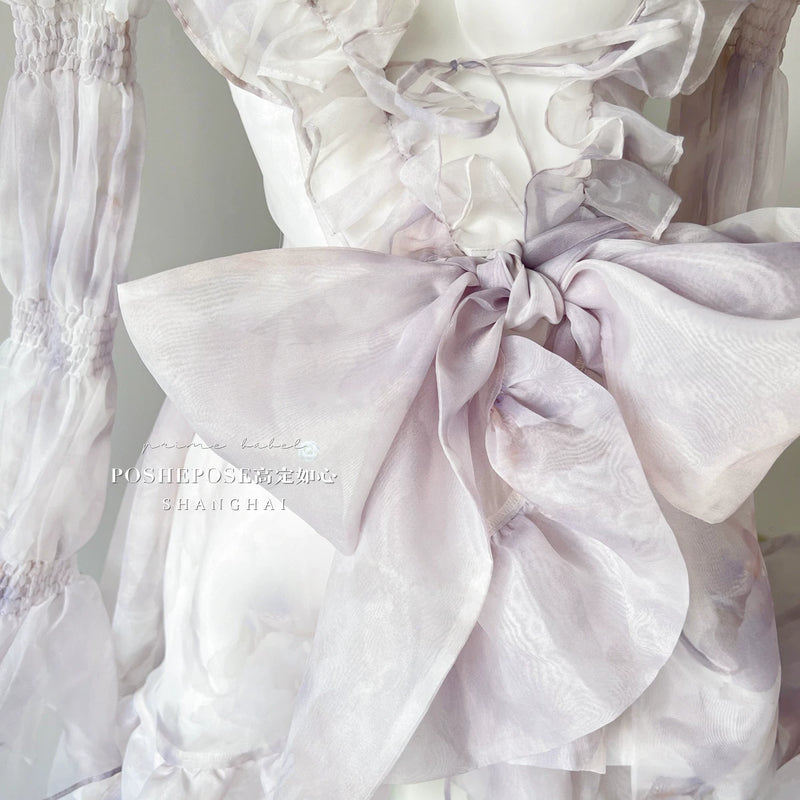 High-end custom-made iris heart thoughts·her lifelong dream jade smoky purple birthday dress