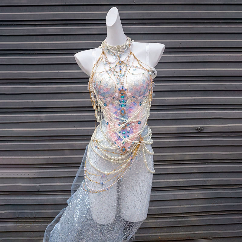 Blue and pink heavy industry mermaid princess scale bra xishuangbanna travel photography photo costume halloween clothes